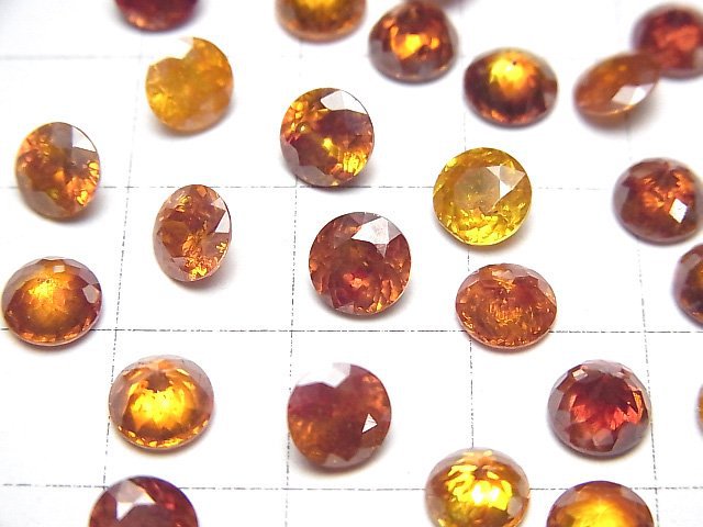 [Video]High Quality Sphalerite AAA Loose stone Round Faceted 6x6mm [Orange] 1pc