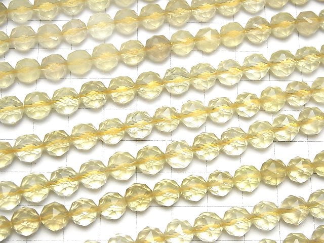 [Video]High Quality! Lemon Quartz AAA- Star Faceted Round 8mm half or 1strand beads (aprx.15inch/37cm)