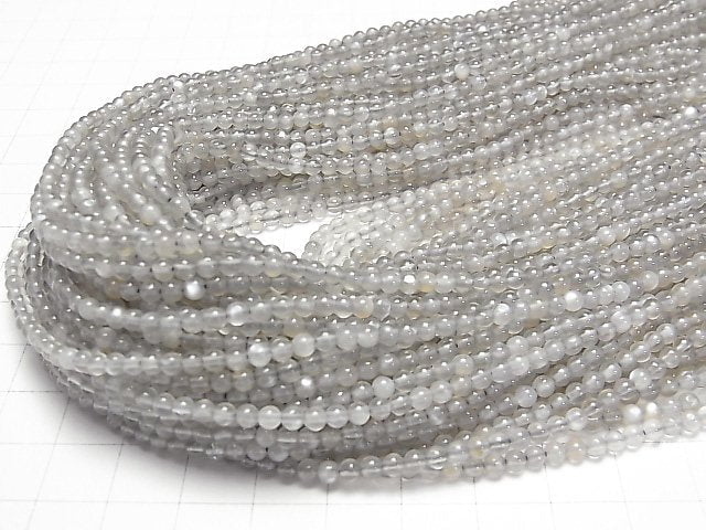 [Video]High Quality Gray Moonstone AAA- Round 3mm 1strand beads (aprx.15inch/37cm)