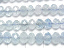 [Video]High Quality! Aquamarine AAA- Faceted Button Rondelle 6x6x4mm half or 1strand beads (aprx.15inch/36cm)