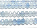 [Video]High Quality! Aquamarine AA+ Faceted Button Rondelle 6x6x5mm 1strand beads (aprx.15inch/36cm)