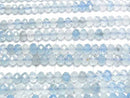 [Video]High Quality! Aquamarine AA+ Faceted Button Rondelle 6x6x5mm 1strand beads (aprx.15inch/36cm)