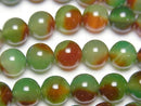 [Video] Green x Red color Chalcedony Round 8mm 1strand beads (aprx.15inch/36cm)