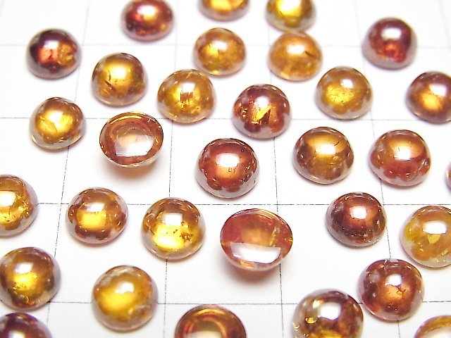 [Video]High Quality Sphalerite AAA Round Cabochon 6x6mm [Orange] 1pc