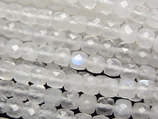 Cube, Rainbow Moonstone Gemstone Beads