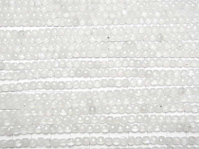 [Video]High Quality! Rainbow Moonstone AA++ Cube Shape 4x4x4mm half or 1strand beads (aprx.15inch/37cm)
