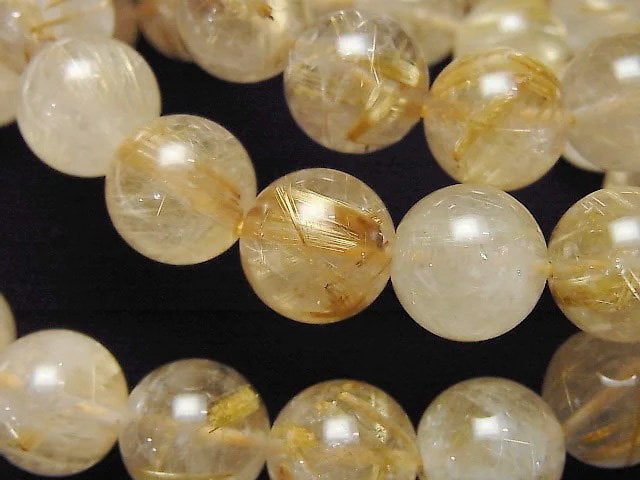 Accessories, Bracelet, Round, Rutilated Quartz Gemstone Beads