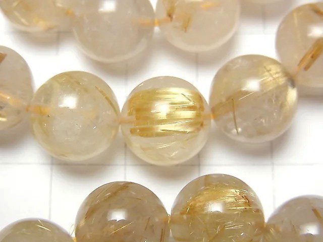 [Video]Rutilated Quartz AA++ Round 12mm Bracelet