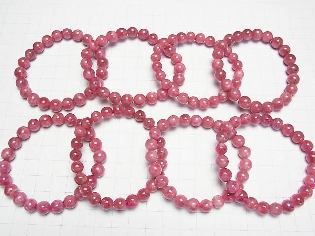 Bracelet de rhodochrosite impériale de Russie AAA - Rond 8 mm
