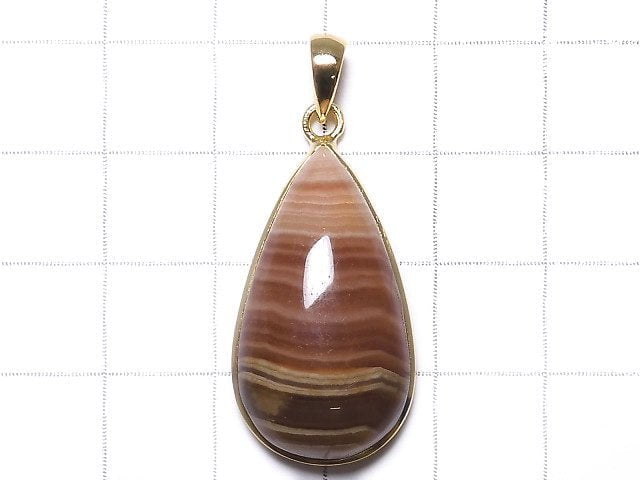 [Video][One of a kind] Brown Color Rhodochrosite AAA Pendant 18KGP NO.30