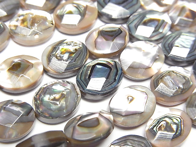 [Video] Abalone Shell  Faceted Oval 10x8x5mm 1/4 or 1strand beads (aprx.15inch/38cm)
