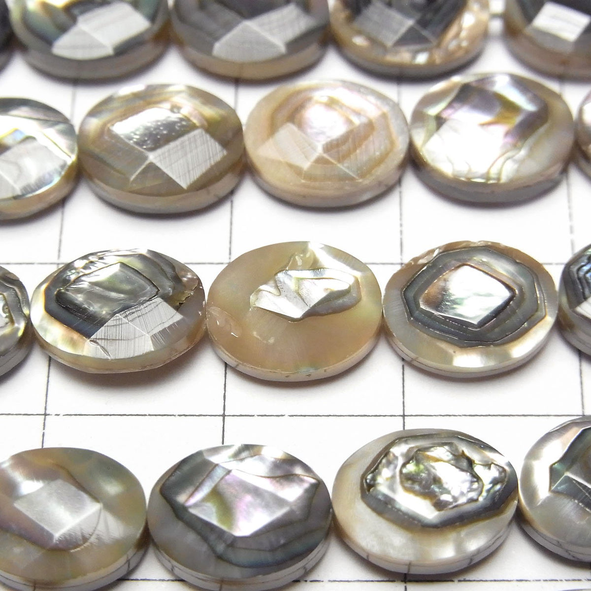 Abalone Shell Faceted Oval 10x8x5mm 1/4 or 1strand beads (aprx.15inch/38cm)