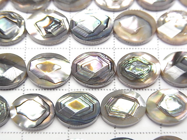 [Video] Abalone Shell  Faceted Oval 10x8x5mm 1/4 or 1strand beads (aprx.15inch/38cm)