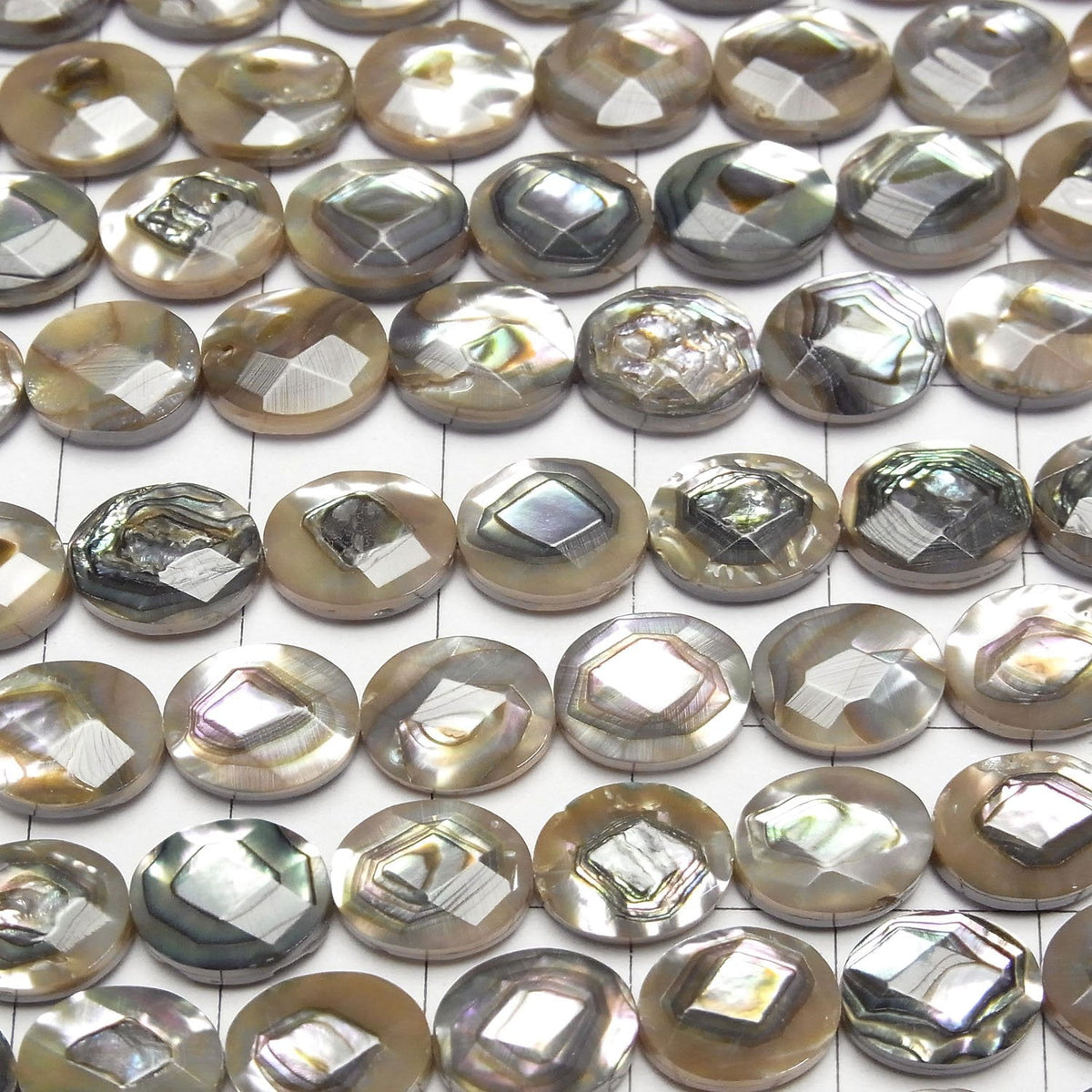 Perles d'Ormeau Ovale Facettées 10x8x5mm 1/4 ou 1 fil (environ 38cm)