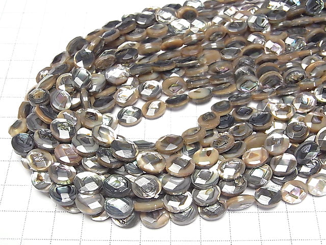 [Video] Abalone Shell  Faceted Oval 10x8x5mm 1/4 or 1strand beads (aprx.15inch/38cm)