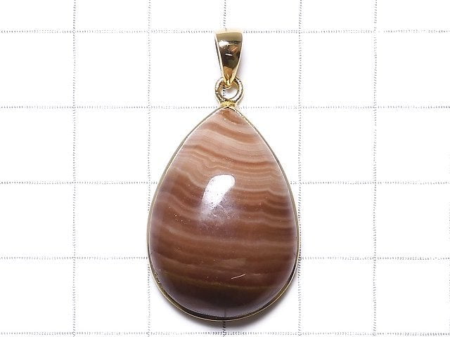 [Video][One of a kind] Brown Color Rhodochrosite AAA Pendant 18KGP NO.34