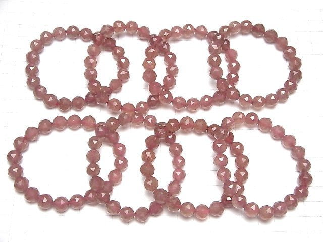 [Video]High Quality! Pink Epidote AA++ Triangle Faceted Round 10mm Bracelet