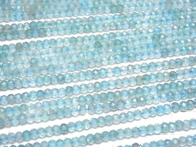 [Video]High Quality! Blue Apatite AA+ Faceted Button Roundel 3.5x3.5x2.5mm 1strand beads (aprx.15inch/36cm)