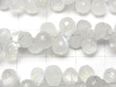 [Video]High Quality Rainbow Moonstone AA++ Drop Faceted Briolette half or 1strand beads (aprx.6inch/15cm)