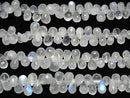 [Video]High Quality Rainbow Moonstone AA++ Drop Faceted Briolette half or 1strand beads (aprx.6inch/15cm)