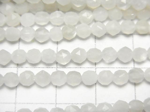 [Video] High Quality! White Moonstone AAA Star Faceted Round 4mm 1-strand beads (approx. 15inch/36cm)
