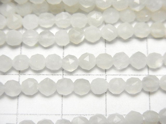 [Video]High Quality! White Moonstone AAA Star Faceted Round 4mm 1strand beads (aprx.15inch/37cm)