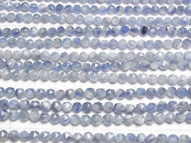 [Video]High Quality! Kyanite AA Star Faceted Round 5mm half or 1strand beads (aprx.15inch/38cm)