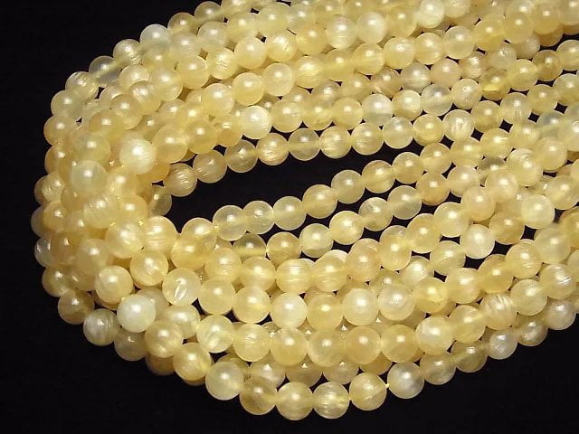 [Video]Yellow Aragonite AA++ Round 8mm 1strand beads (aprx.15inch/38cm)