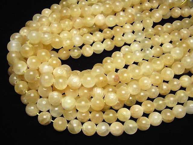 [Video]Yellow Aragonite AA++ Round 10mm half or 1strand beads (aprx.15inch/38cm)