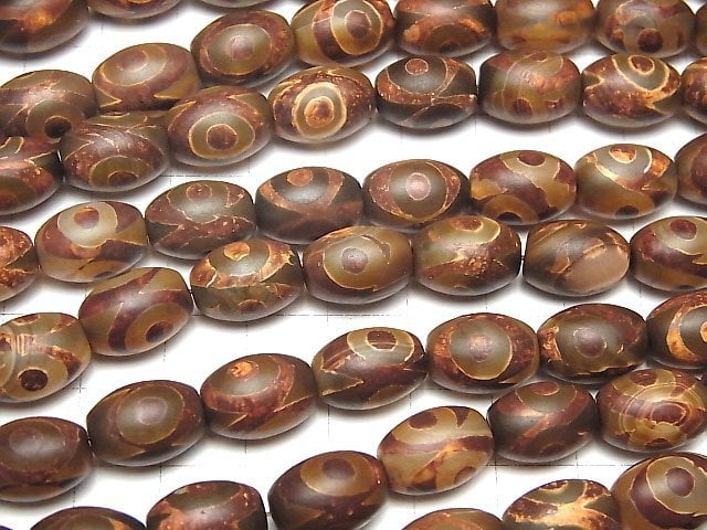 dZi Beads Rice 14x10x10mm Red Brown 1strand beads (aprx.13inch/32cm)