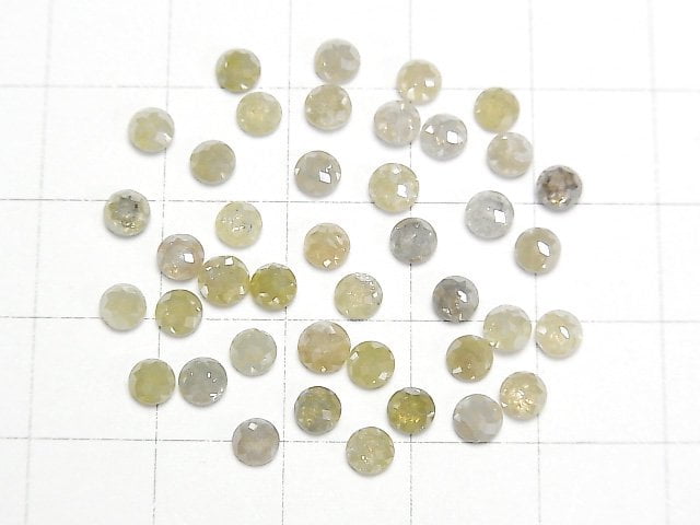 [Video]Gray-Yellow Diamond Round Rose Cut 4mm 4pcs