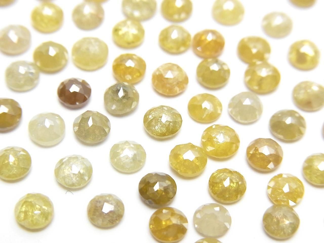 Diamant Jaune Rond Facetté Rose 4mm 3p.