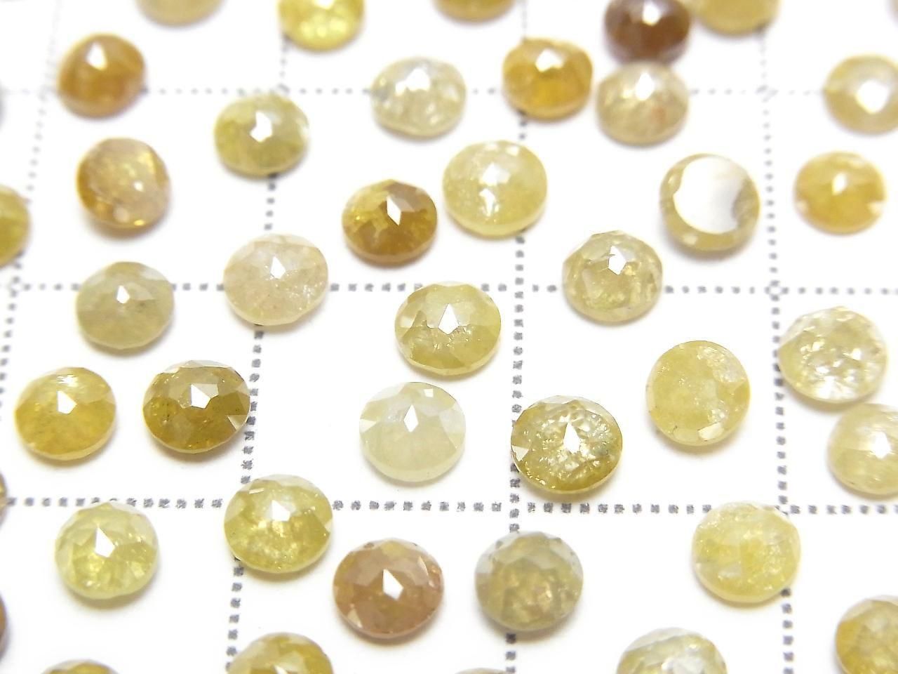 Diamant Jaune Rond Facetté Rose 4mm 3p.
