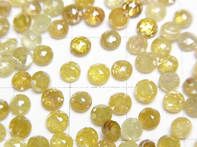 [Video]Yellow Diamond Round Rose Cut 4mm 3pcs