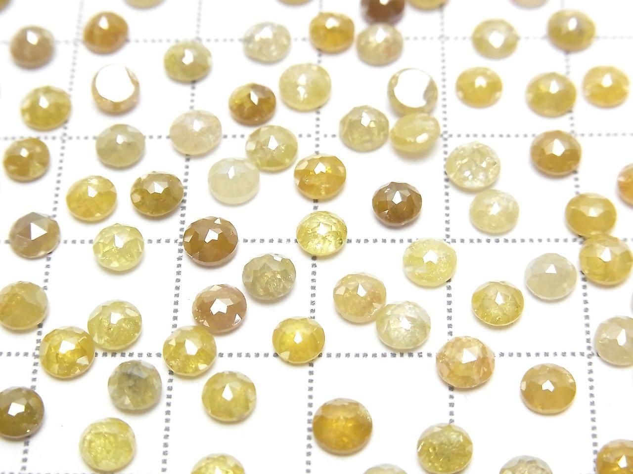 Diamant Jaune Rond Facetté Rose 4mm 3p.