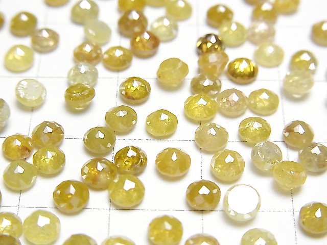 [Video]Yellow Diamond Round Rose Cut 4mm 3pcs