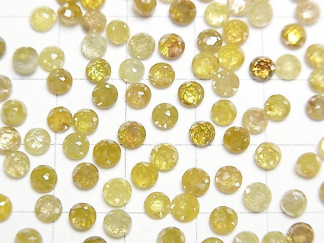 [Video]Yellow Diamond Round Rose Cut 4mm 3pcs