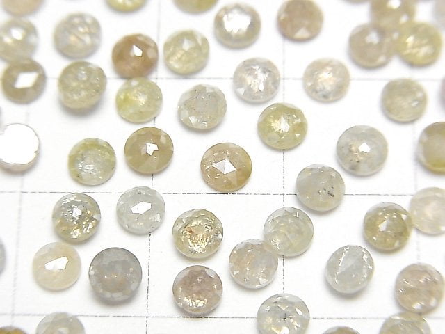 [Video]Gray-Yellow Diamond Round Rose Cut 4mm 3pcs