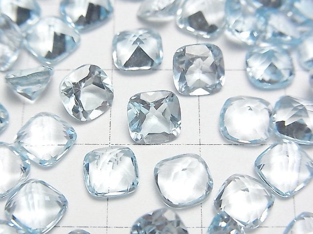 [Video]High Quality Sky Blue Topaz AAA Loose stone Faceted Square 6x6mm 5pcs