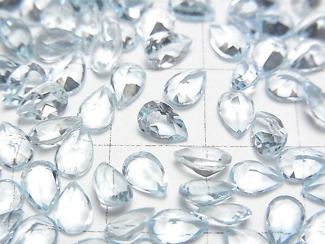 [Video]High Quality Sky Blue Topaz AAA Loose stone Pear shape Faceted 6x4mm 10pcs