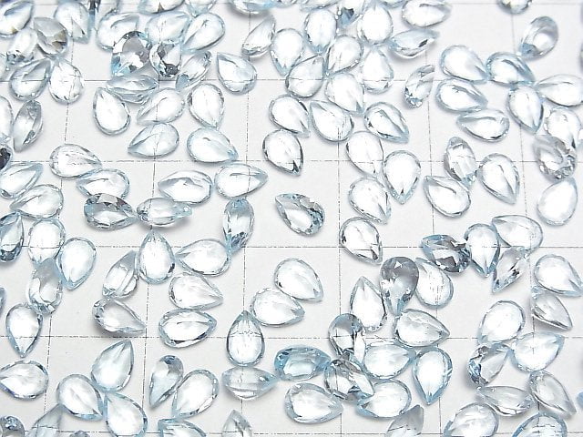 [Video]High Quality Sky Blue Topaz AAA Loose stone Pear shape Faceted 6x4mm 10pcs