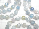 [Video]Multicolor Aquamarine AAA Cube Shape 8mm&Faceted Button Rondelle 5x5x3mm Bracelet