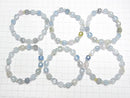 [Video]Multicolor Aquamarine AAA Cube Shape 8mm&Faceted Button Rondelle 5x5x3mm Bracelet