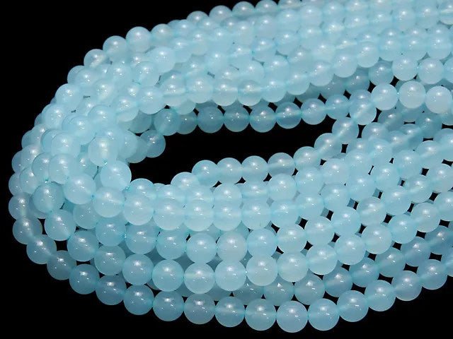 Sea Blue Chalcedony AA++ Round 8mm 1strand beads (aprx.15inch/36cm)