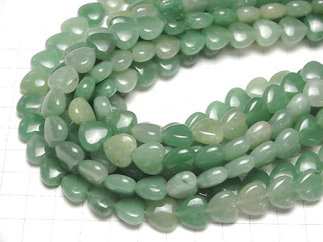 [Video] Green Aventurine Vertical Hole Heart 11x12mm 1strand beads (aprx.14inch/35cm)