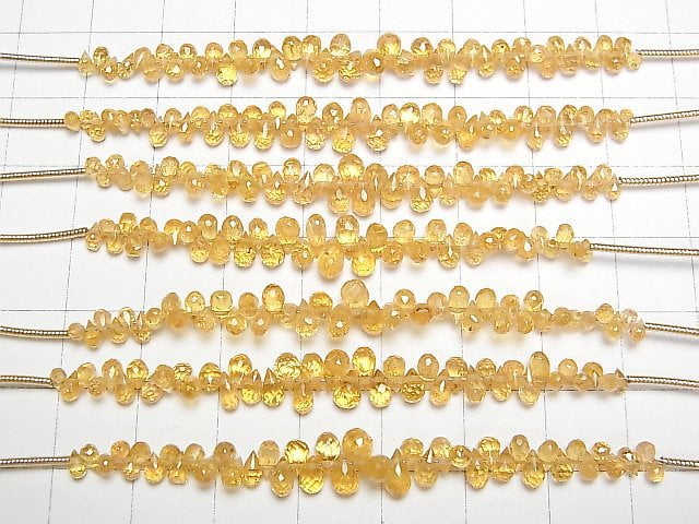 [Video]High Quality Spessartite Garnet AAA Drop Faceted Briolette 1strand beads (aprx.2inch/6cm)