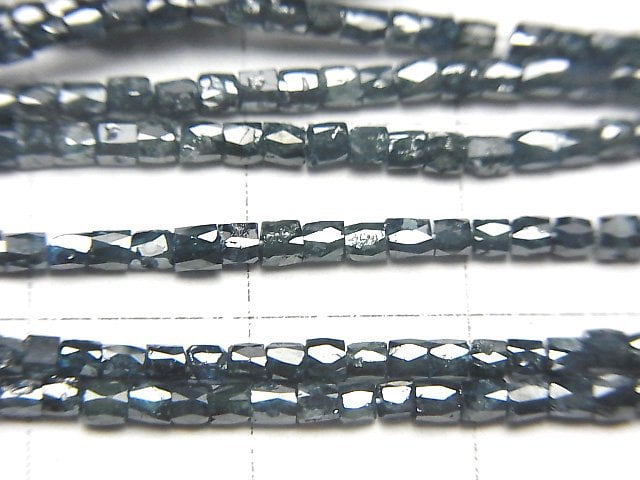 [Video]Blue Diamond Faceted Tube 10pcs or 1strand beads (aprx.14inch/34cm)