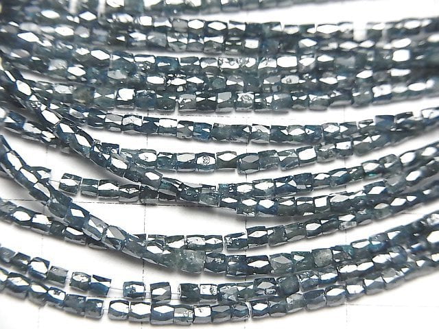 [Video]Blue Diamond Faceted Tube 10pcs or 1strand beads (aprx.14inch/34cm)