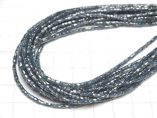 [Video]Blue Diamond Faceted Tube 10pcs or 1strand beads (aprx.14inch/34cm)