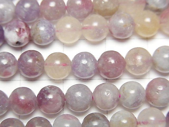 [Video]Lepidolite with Pink Tourmaline Round 6mm 1strand beads (aprx.15inch/36cm)